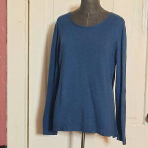 Old Navy Blue Tunic Lightweight Sweater Side Slits Soft Knit Layering, XL